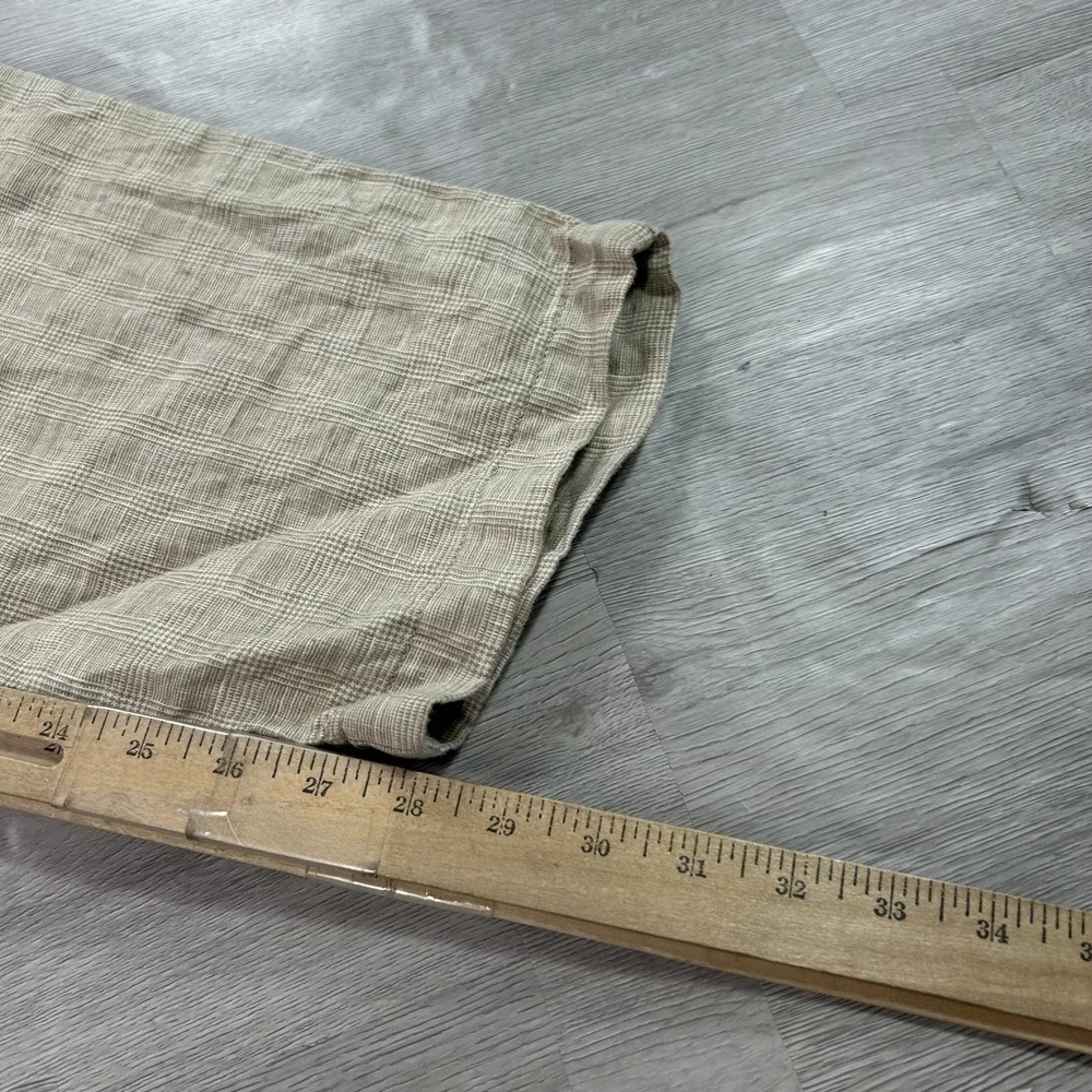 J Crew Oarsman Pants Mens 32x30 Beige Linen Plaid Chino Straight Casual